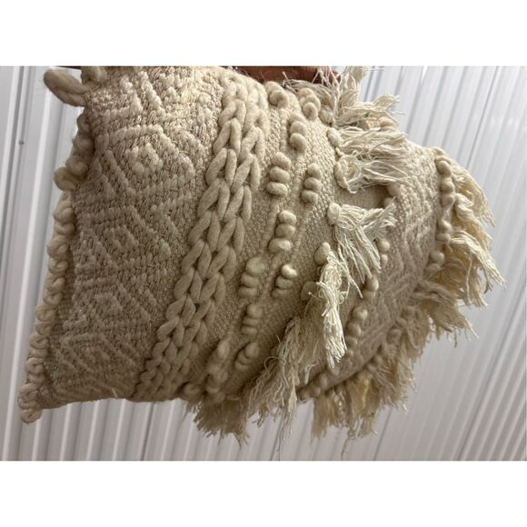 Magaschoni boho macrame white tassel throw pillow home decor boho beach - Picture 6 of 6